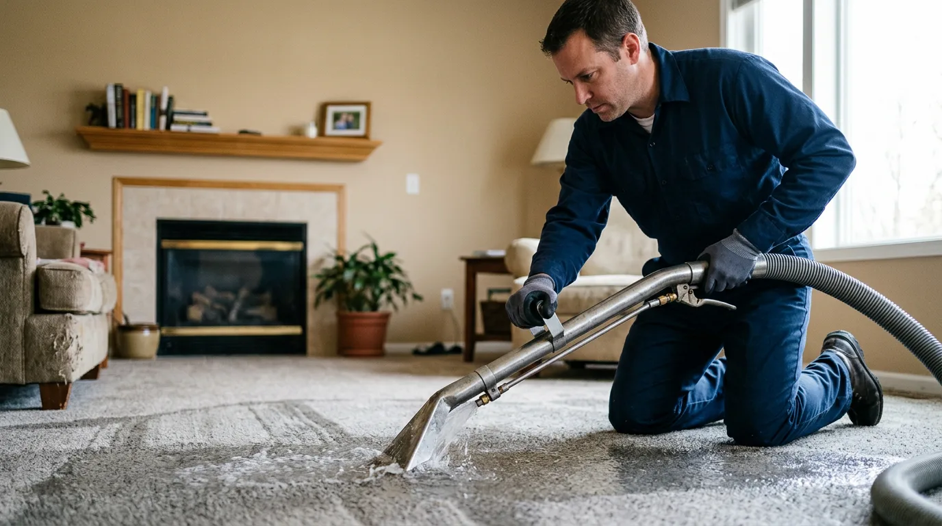 Water damage restoration technician working near Crescent, OK